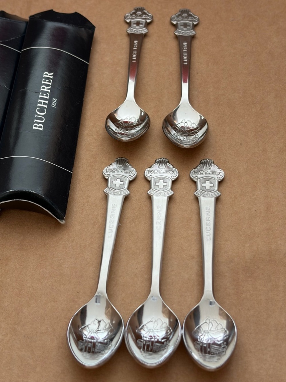 Rolex Bucherer Silver-Tone Collectible Souvenir Spoons - Set of 5